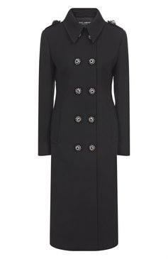 Женское шерстяное пальто DOLCE & GABBANA черного цвета, арт. F0G1VZ/FUBGE | Фото 1 (Материал внешний: Шерсть; Длина (верхняя одежда): До колена; Материал подклада: Шелк; 1-2-бортные: Двубортные; Стили: Романтичный; Рукава: Длинные; Размерность: Идёт в размер; Автоматизация состава: Проставлено; Автоматизация ТО: Проставлено)