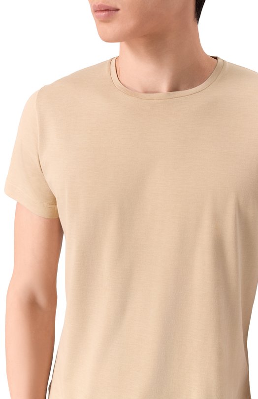 Футболка из шелка и хлопка Loro Piana FAF6128 Бежевый  FAF6128 Фото 5
