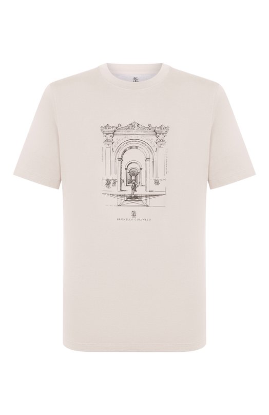 Хлопковая футболка Brunello Cucinelli M0B138521P Кремовый M0B138521P