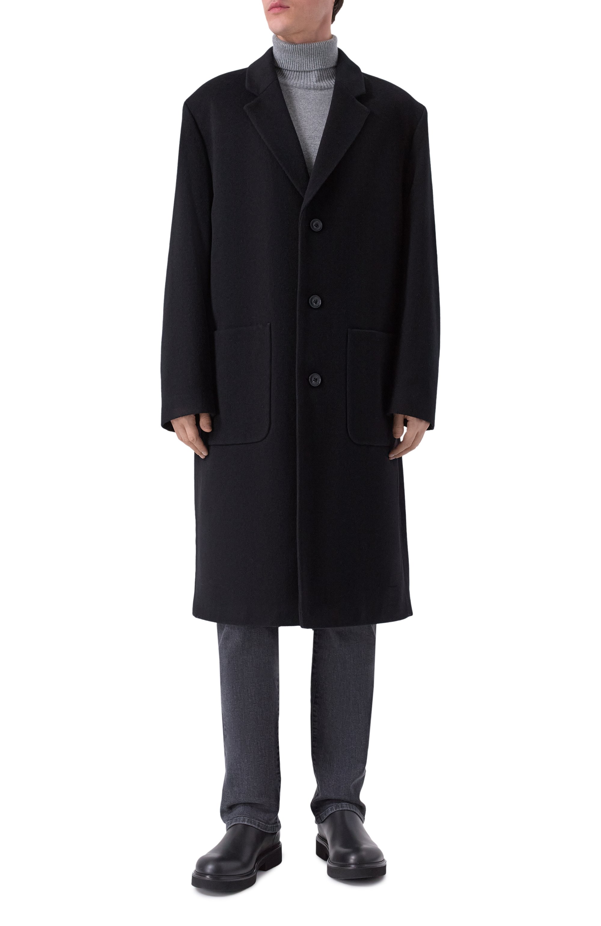 Шерстяное пальто HUGO черного цвета по цене 54950 руб., арт. 50549287, фото 3 Шерстяное пальто HUGO, арт. 50549287, фото 3