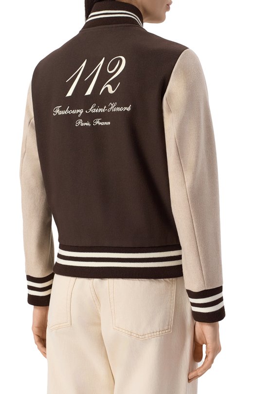 Бомбер из шерсти и кашемира Sporty & Rich x Le Bristol Paris Sporty and Rich 0W007517619BR03 Коричневый  0W007517619BR03 Фото 8
