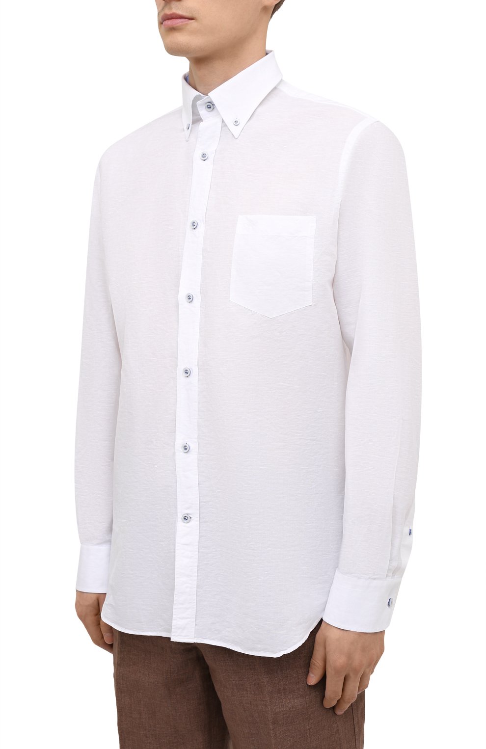 Рубашка из хлопка и льна PAUL&SHARK белого цвета по цене 19550 руб., арт. 21413002/F5H, фото 3 Рубашка из хлопка и льна PAUL&SHARK, арт. 21413002/F5H, фото 3