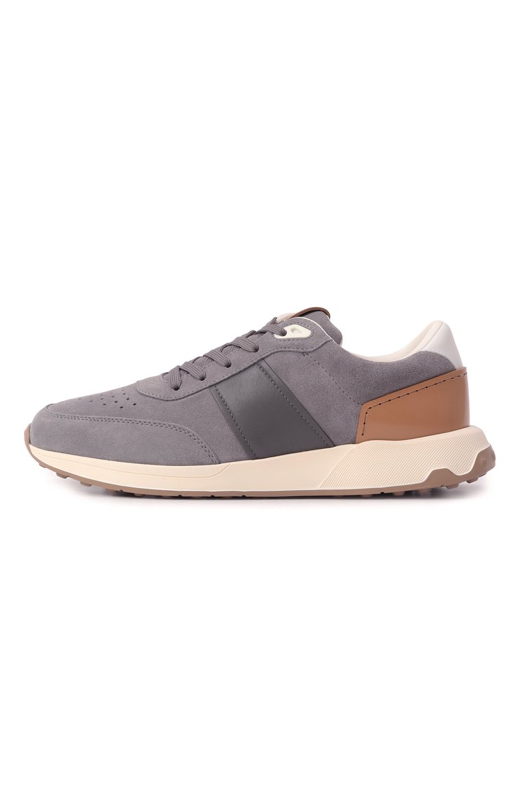 Мужские замшевые кроссовки TOD’S серого цвета, арт. XXM63K0GT80/S0B | Фото 4 (Драгоценные камни: Проставлено; Материал внешний: Натуральная кожа, Замша; Материал внутренний: Текстиль; Материал сплава: Проставлено; Подошва: Массивная; Кросс-КТ: Низкие; Материал утеплителя: Без утеплителя; Стили: Классический)