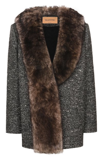 Женский шерстяной жакет с отделкой из овчины VALENTINO, арт. 9B0CJ4B2/AGT