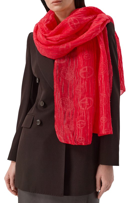 Шарф из шелка и льна Giorgio Armani GW003048/AF24598 Красный  GW003048/AF24598 Фото 2