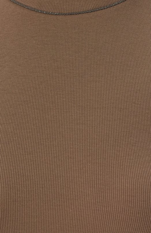Хлопковая футболка Brunello Cucinelli MPTC8BJ310 Коричневый  MPTC8BJ310 Фото 6