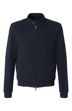 Мужской бомбер EMPORIO ARMANI темно-синего цвета, арт. EM000185/TE13908 | Фото 1 (Рукава: Длинные; Материал сплава: Проставлено; Драгоценные камни: Проставлено; Материал подклада: Синтетический материал; Длина (верхняя одежда): Короткие; Кросс-КТ: бомбер, Легкие; Принт: Без принта; Мужское Кросс-КТ: шерсть и кашемир; Стили: Кэжуэл)
