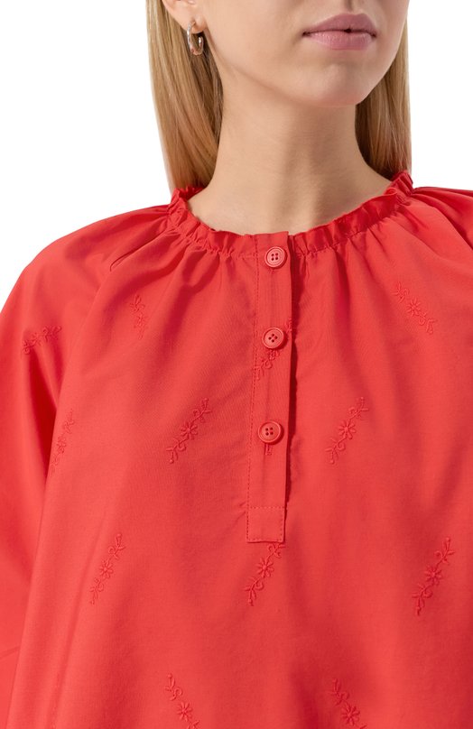 Хлопковая блузка Vika Gazinskaya SS25-13232 Красный  SS25-13232 Фото 5