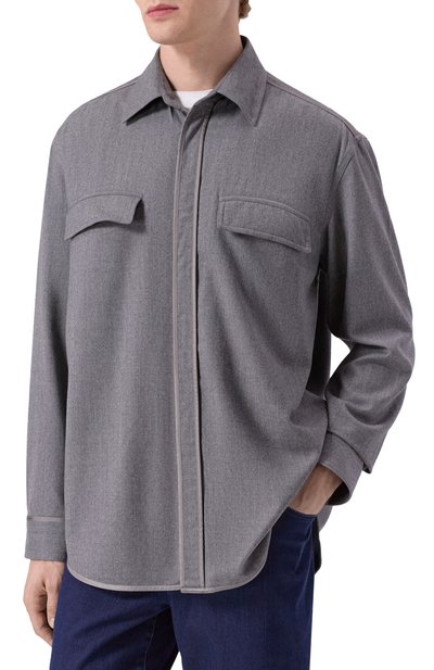 Рубашка из шерсти и шелка ZILLI, арт. SP0H01M024591001A, фото 3