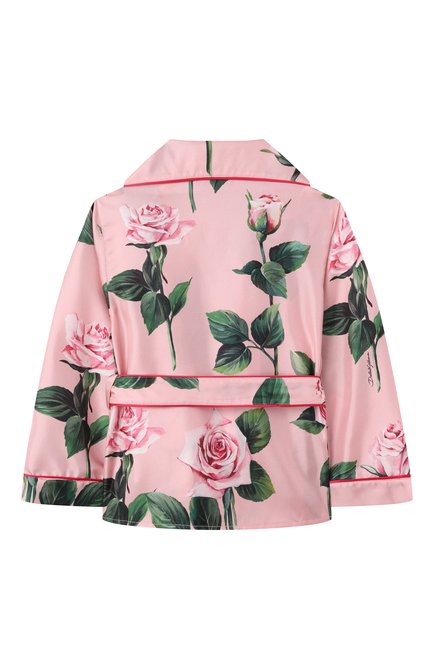 Детское шелковая рубашка DOLCE & GABBANA светло-розового цвета, арт. L56S29/IS1X8/2-6 | Фото 2 (Рукава: Длинные; Материал сплава: Проставлено; Материал внешний: Шелк; Драгоценные камни: Проставлено)