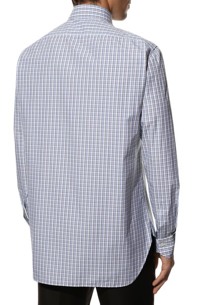 Хлопковая рубашка KITON синего цвета по цене 58700 руб., арт. UCIH0824610, фото 4 Хлопковая рубашка KITON, арт. UCIH0824610, фото 4