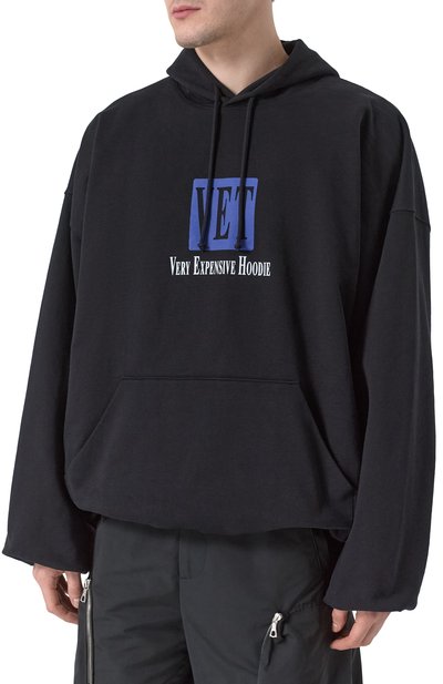Хлопковое худи VETEMENTS черного цвета по цене 91950 руб., арт. UA66HD640B, фото 3 Хлопковое худи VETEMENTS, арт. UA66HD640B, фото 3