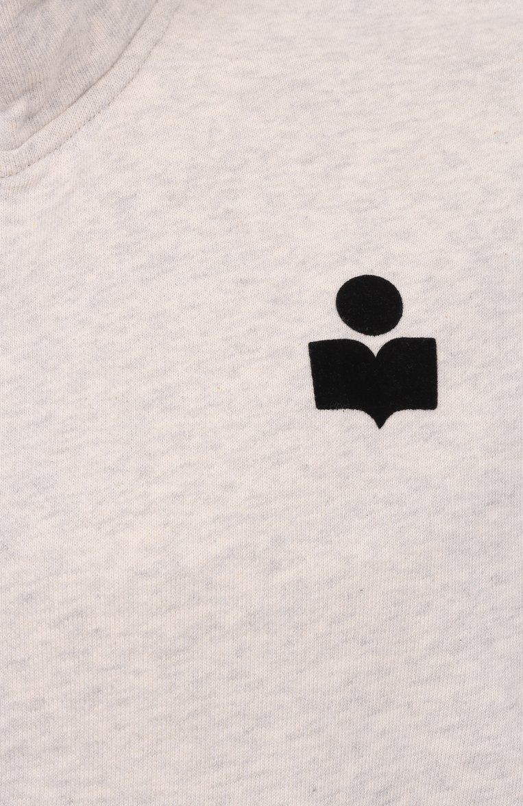 Женский хлопковая толстовка ISABEL MARANT ETOILE светло-серого цвета, арт. 25PSW0159FA/A1M07E | Фото 6 (Материал внешний: Хлопок; Длина (для топов): Стандартные; Рукава: Длинные; Стили: Кэжуэл; Женское Кросс-КТ: Кардиган-одежда)