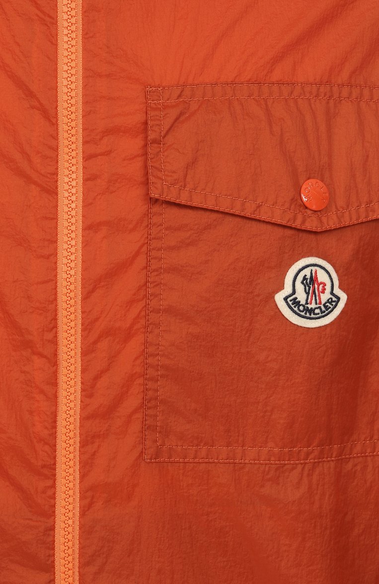 Мужская куртка MONCLER оранжевого цвета, арт. 1A00152/595F3 | Фото 6 (Материал внешний: Синтетический материал; Материал подклада: Синтетический материал; Длина (верхняя одежда): Короткие; Рукава: Длинные; Кросс-КТ: Легкие; Стили: Кэжуэл)