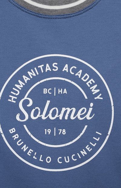 Хлопковый лонгслив BRUNELLO CUCINELLI синего цвета по цене 25300 руб., арт. B0T61T109A, фото 3 Хлопковый лонгслив BRUNELLO CUCINELLI, арт. B0T61T109A, фото 3