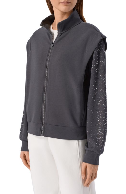 Толстовка с отделкой стразами EA7 7W001016/AF24375 Серый  7W001016/AF24375 Фото 3