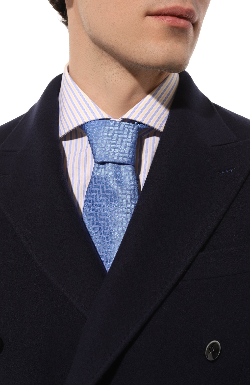 Шелковый галстук ZILLI голубого цвета по цене 28800 руб., арт. 57021, фото 2 Шелковый галстук ZILLI, арт. 57021, фото 2