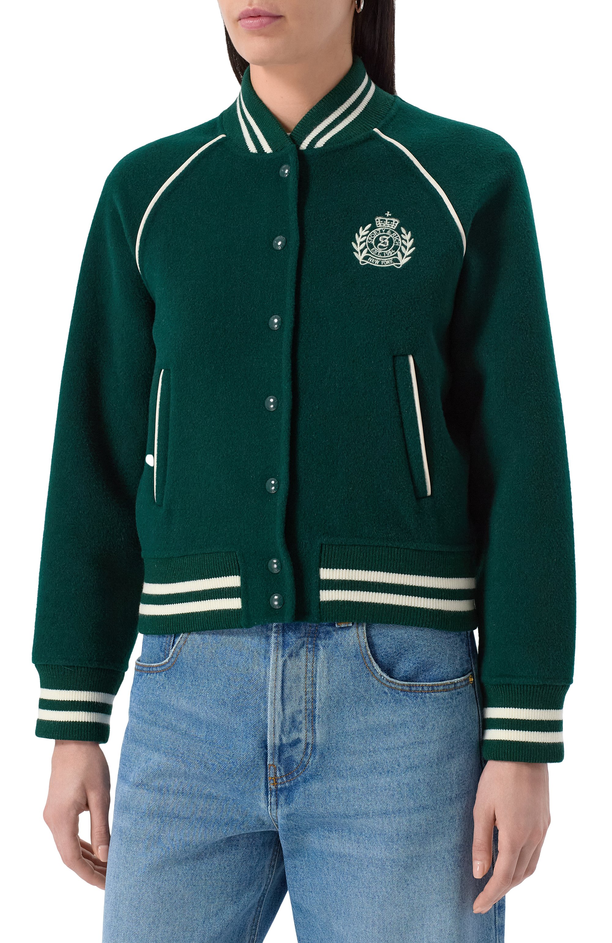 Бомбер из шерс�ти и кашемира SPORTY AND RICH, арт. 0W029606241GR10, фото 3