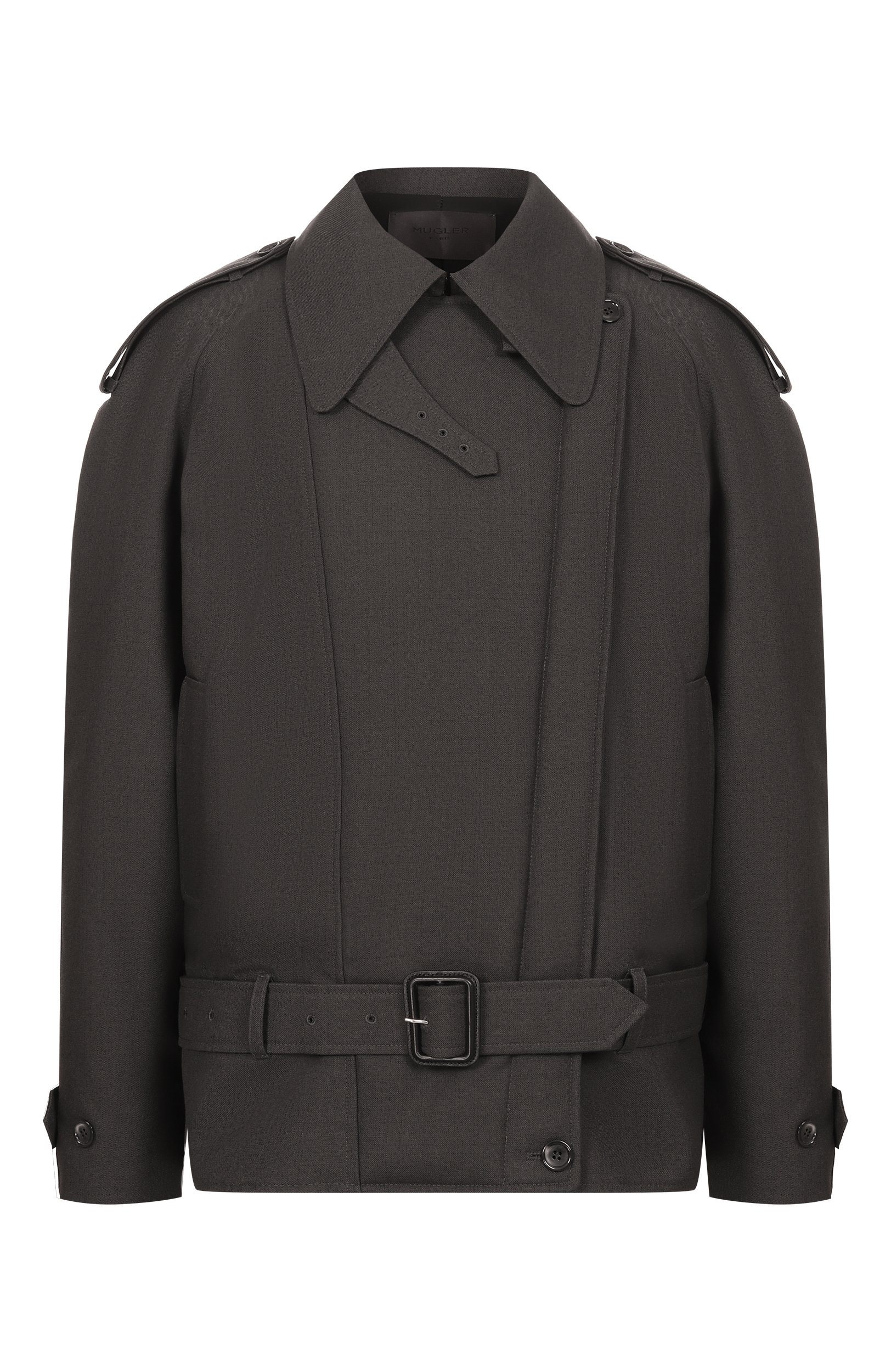 Шерстяное полупальто MUGLER серого цвета по цене 356000 руб., арт. 26F1MA02201039, фото 1 Шерстяное полупальто MUGLER, арт. 26F1MA02201039, фото 1
