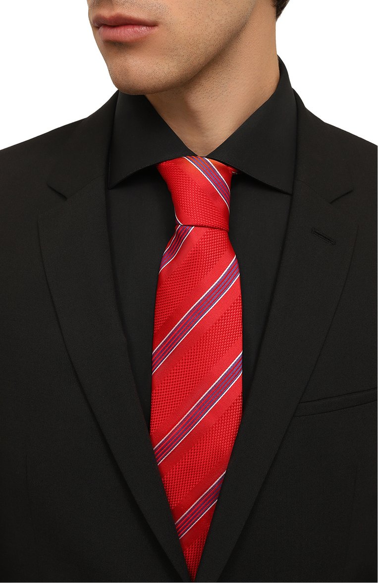 Мужской шелковый галстук BROUBACK красного цвета, арт. TIE 8CM/SS24 | Фото 2 (Материал: Текстиль, Шелк; Нос: Не проставлено; Материал сплава: Проставлено; Принт: С принтом)