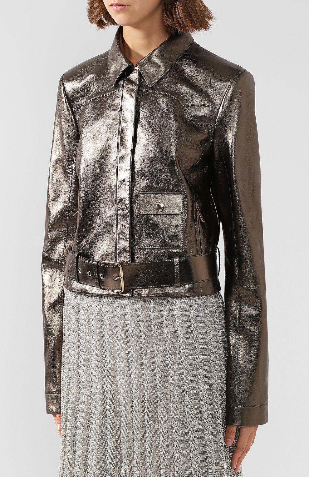 Кожаная куртка с поясом ELIE SAAB, арт. 9930, фото 3