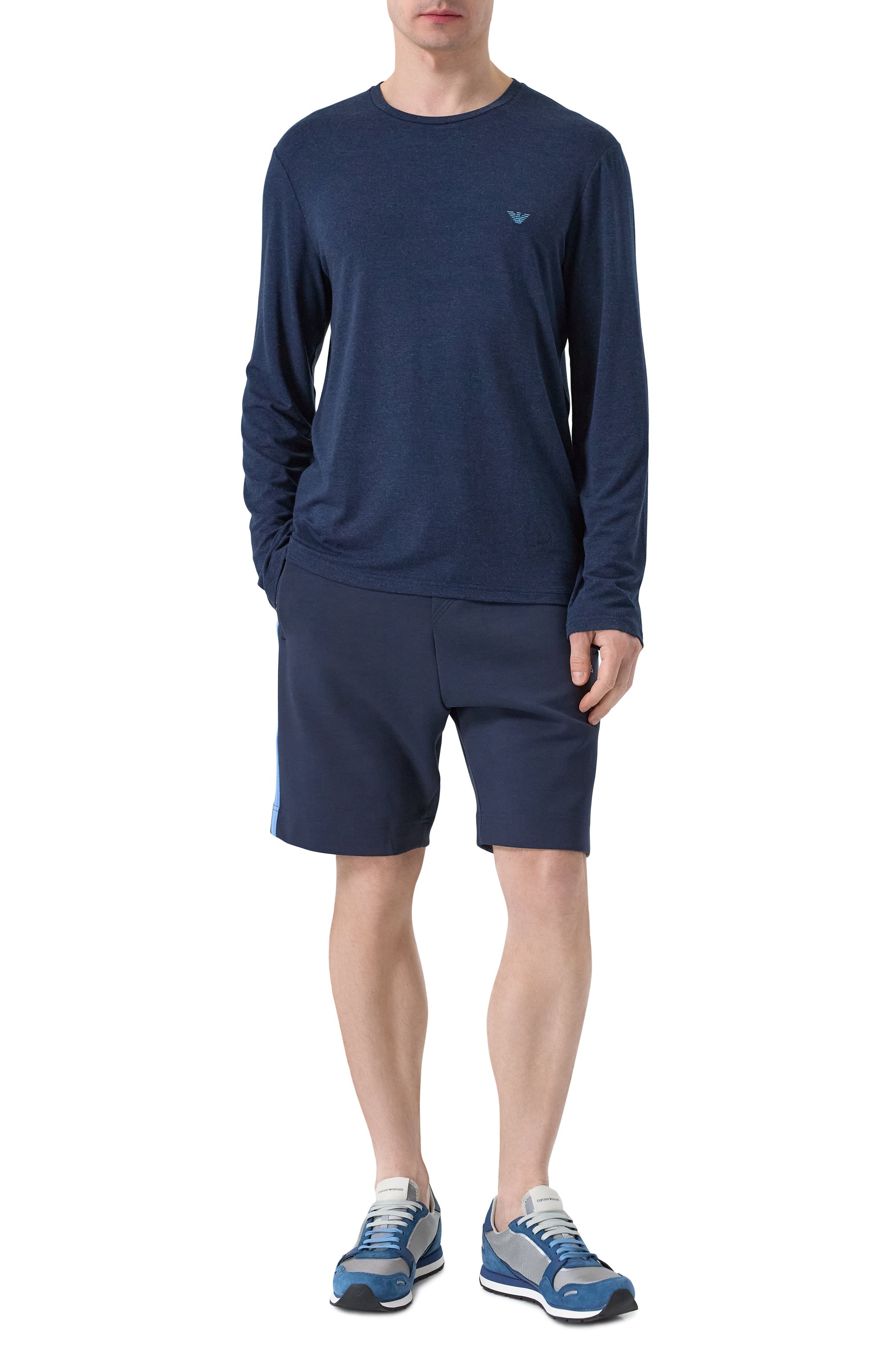 Хлопковые шорты BOSS GREEN темно-синего цвета по цене 17950 руб., арт. 50530051, фото 2 Хлопковые шорты BOSS GREEN, арт. 50530051, фото 2