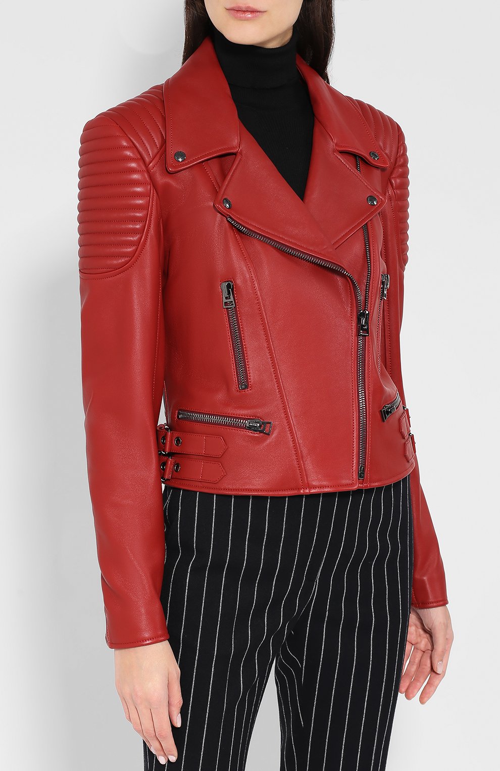 Приталенная кожаная куртка с косой молнией TOM FORD, арт. GIL490-LEX155, фото 3