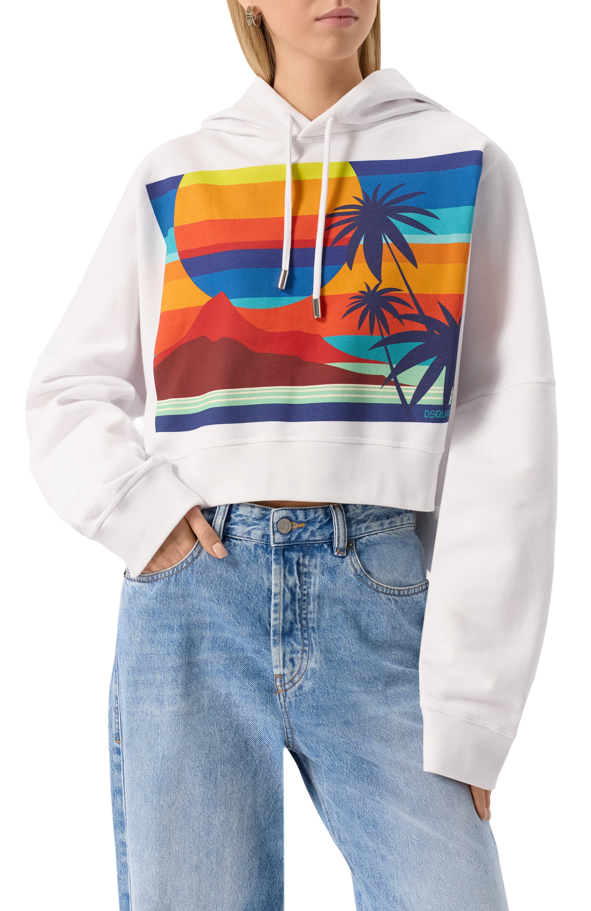 Хлопковое худи DSQUARED2 белого цвета по цене 51400 руб., арт. S73GU0105/S25551, фото 3 Хлопковое худи DSQUARED2, арт. S73GU0105/S25551, фото 3