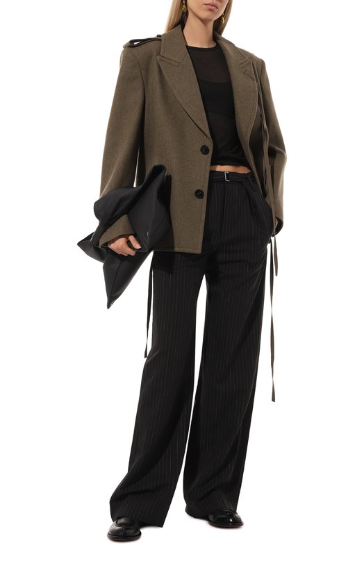 Шерстяные брюки Ann Demeulemeester 2402-W-TR01-FA516-D0091 Чёрно-белый  2402-W-TR01-FA516-D0091 Фото 2
