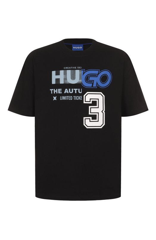 Хлопковая футболка HUGO Blue 50544168 Чёрный 50544168