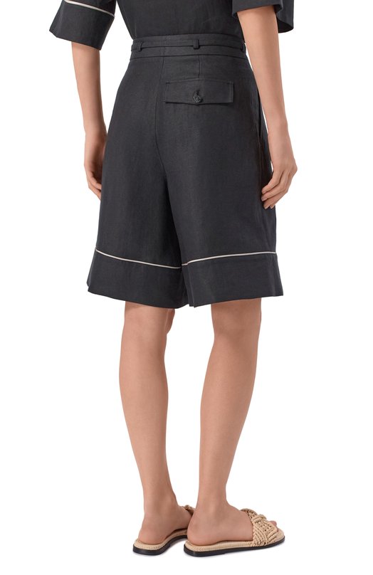 Льняные шорты Agnona T81102E/U3034E Чёрный  T81102E/U3034E Фото 4