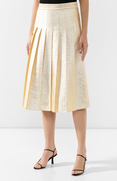 Шелковая юбка VIKA GAZINSKAYA золотого цвета по цене 87860 руб., арт. FW19-1824, фото 3 Шелковая юбка VIKA GAZINSKAYA, арт. FW19-1824, фото 3