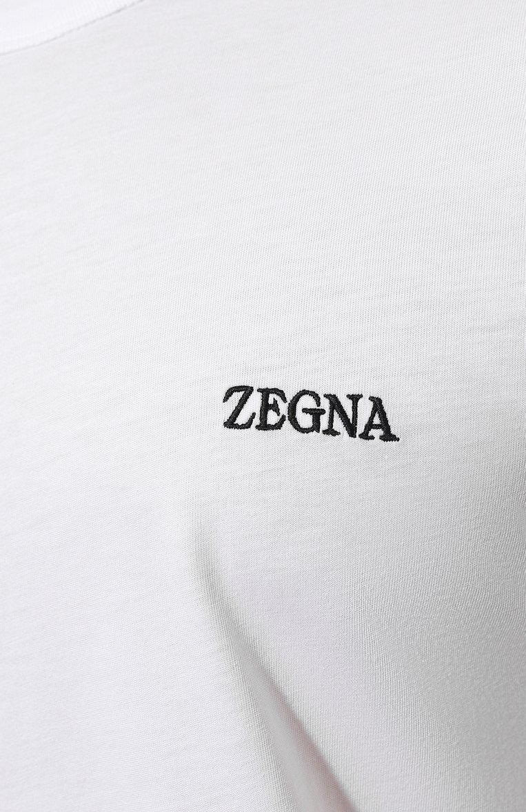 Мужская хлопковая футболка ZEGNA белого цвета, арт. E7360A5/B760 | Фото 5 (Принт: Без принта; Рукава: Короткие; Длина (для топов): Стандартные; Материал сплава: Проставлено; Материал внешний: Хлопок; Драгоценные камни: Проставлено; Стили: Кэжуэл)