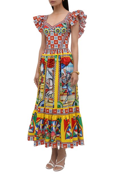 Хлопковое платье DOLCE & GABBANA разноцветного цвета по цене 212000 руб., арт. F6G8RT/GDS11, фото 3 Хлопковое платье DOLCE & GABBANA, арт. F6G8RT/GDS11, фото 3