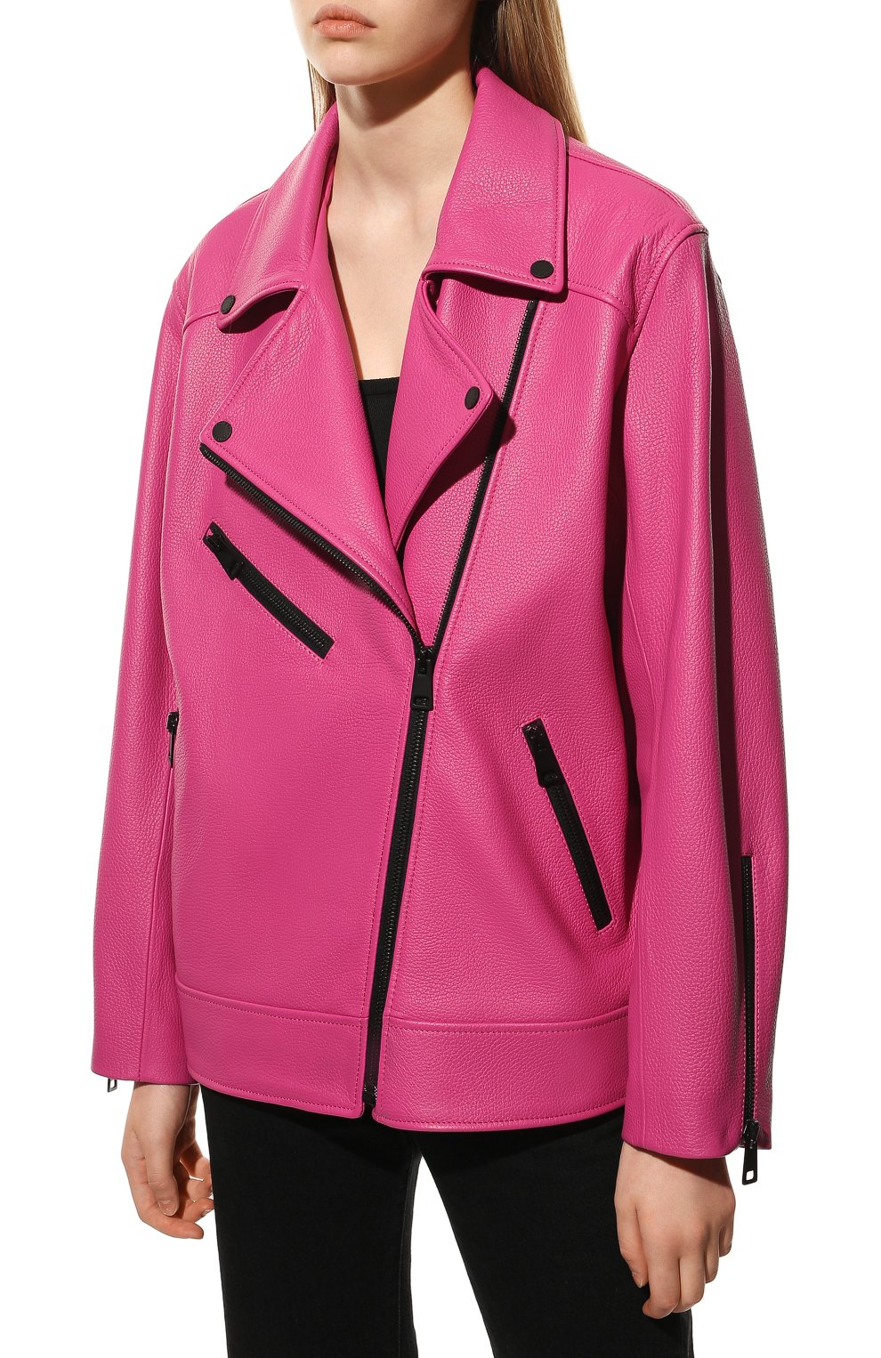 Кожаная куртка MASLOV розового цвета по цене 226600 руб., арт. SMW99, фото 3 Кожаная куртка MASLOV, арт. SMW99, фото 3