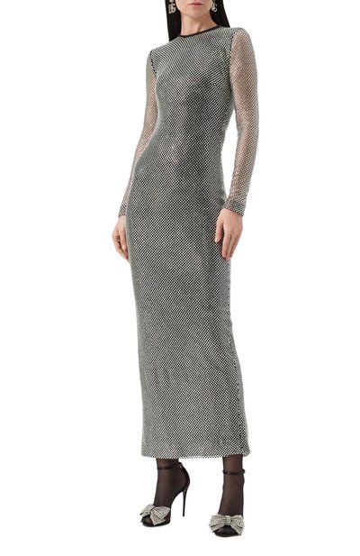 Платье с отделкой стразами DOLCE & GABBANA серебряного цвета по цене 875500 руб., арт. F6JRRT/HLSA0, фото 3 Платье с отделкой стразами DOLCE & GABBANA, арт. F6JRRT/HLSA0, фото 3