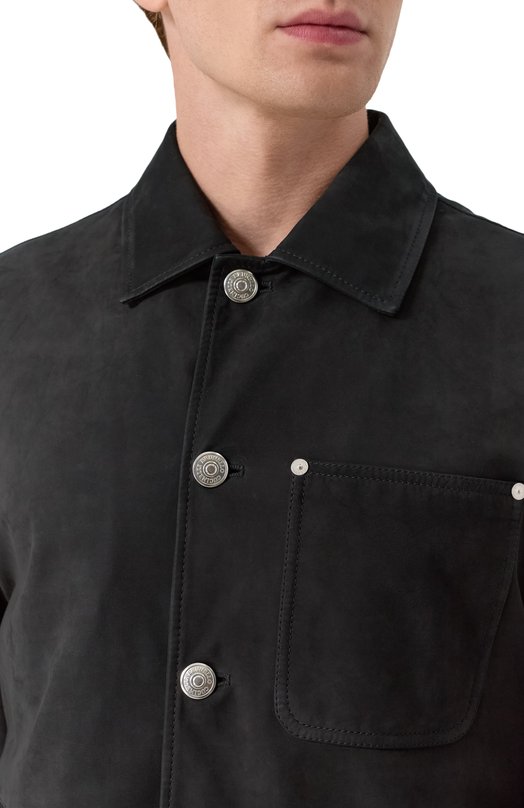 Куртка-рубашка из нубука Brunello Cucinelli MPNAB2029 Чёрный  MPNAB2029 Фото 5