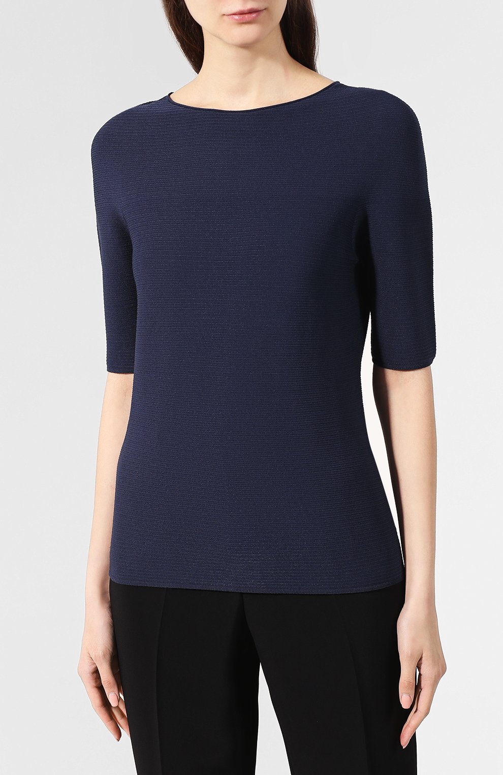 Пуловер из вискозы GIORGIO ARMANI синего цвета по цене 52850 руб., арт. 3GAMA4/AMA1Z, фото 3 Пуловер из вискозы GIORGIO ARMANI, арт. 3GAMA4/AMA1Z, фото 3