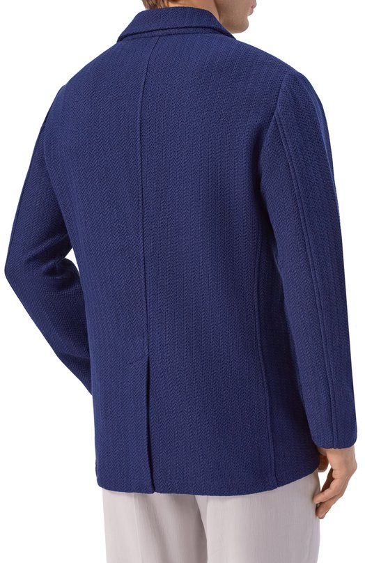 Пиджак из шелка и хлопка Stefano Ricci K616442J02/F26111_003 Синий  K616442J02/F26111_003 Фото 4