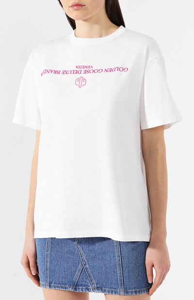 Хлопковая футболка GOLDEN GOOSE DELUXE BRAND белого цвета по цене 11900 руб., арт. G34WP024.A3, фото 3 Хлопковая футболка GOLDEN GOOSE DELUXE BRAND, арт. G34WP024.A3, фото 3