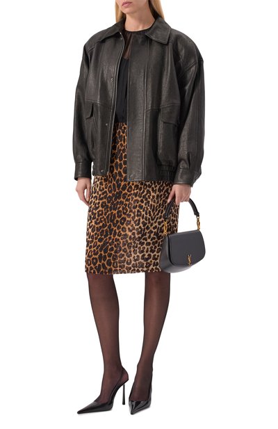 Женский кожаный бомбер SAINT LAURENT, арт. 842948/YCNF2