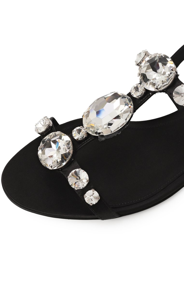Женские текстильные сандалии bianca DOLCE & GABBANA черного цвета, арт. CQ0601/A9T43 | Фото 6 (Каблук высота: Низкий; Материал внутренний: Натуральная кожа; Подошва: Плоская; Драгоценные камни: Проставлено; Материал внешний: Текстиль; Материал сплава: Проставлено)