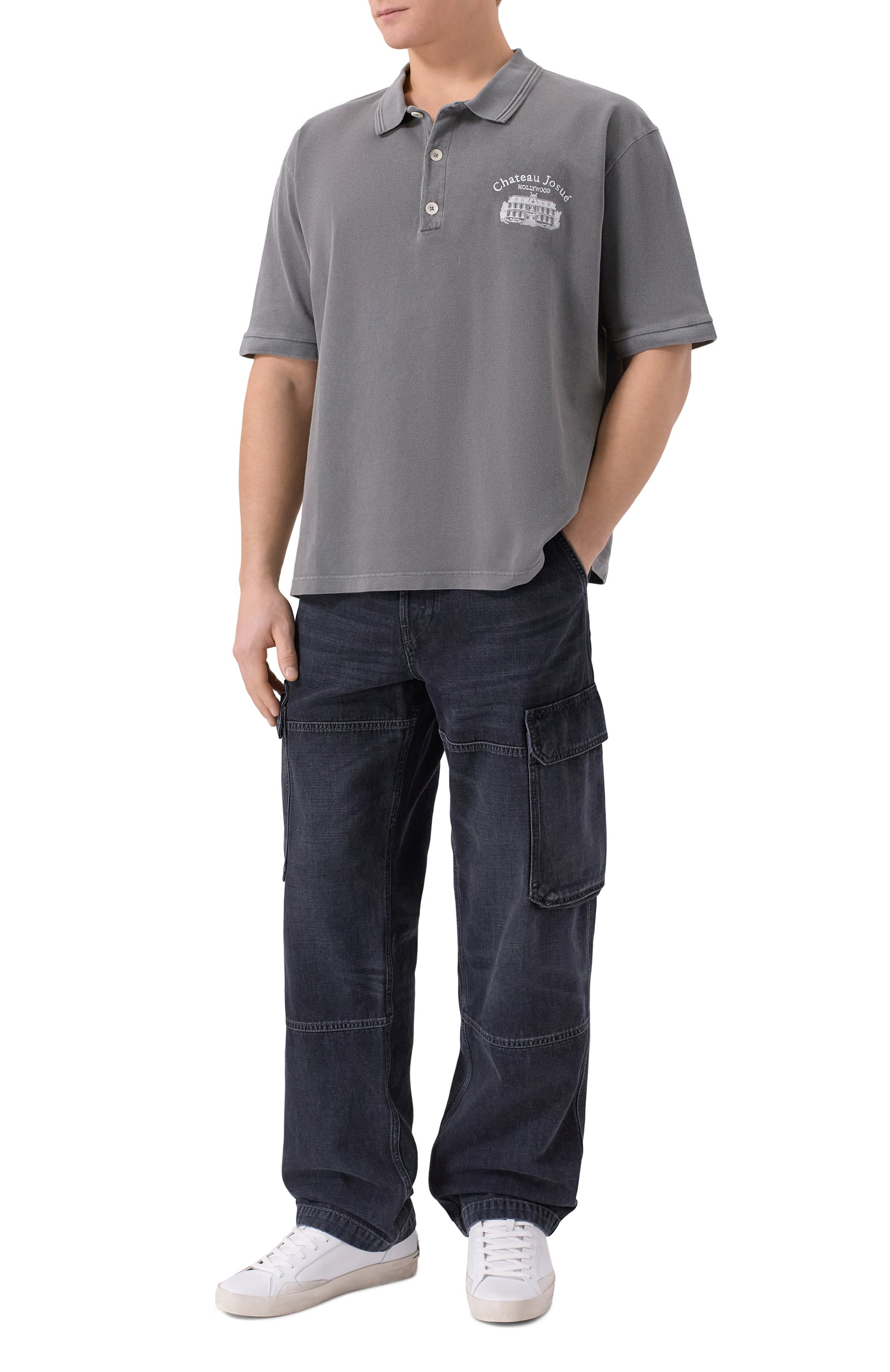 Хлопковое поло GALLERY DEPT. серого цвета по цене 77350 руб., арт. PP-60069_001, фото 2 Хлопковое поло GALLERY DEPT., арт. PP-60069_001, фото 2