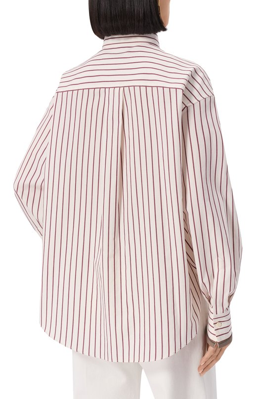 Хлопковая рубашка Brunello Cucinelli MA783RD616 Бордовый  MA783RD616 Фото 4