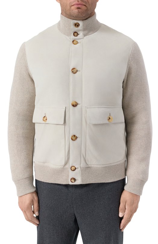 Комбинированный кардиган Brunello Cucinelli MPCLF1955 Серый  MPCLF1955 Фото 3