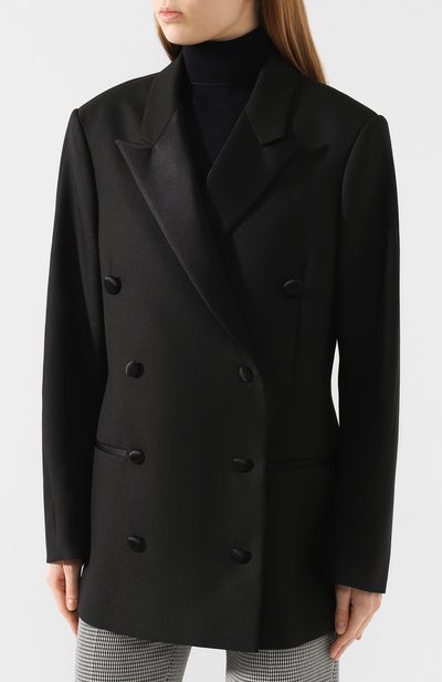 Двубортный жакет TOTEME черного цвета по цене 49000 руб., арт. L0RE0 TUXED0 201-119-704, фото 3 Двубортный жакет TOTEME, арт. L0RE0 TUXED0 201-119-704, фото 3