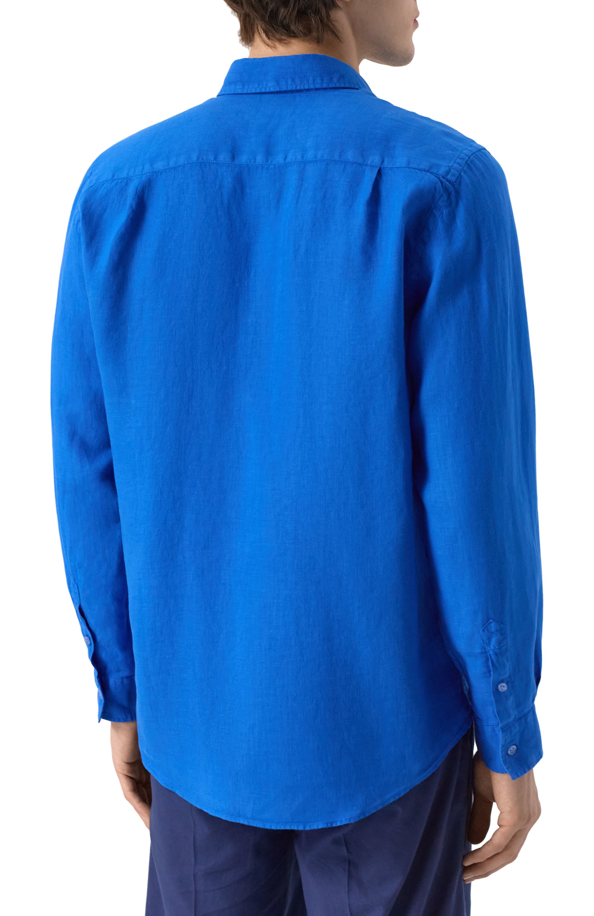 Льняная рубашка VILEBREQUIN синего цвета по цене 34150 руб., арт. CAR0UBIS/H9U10, фото 4 Льняная рубашка VILEBREQUIN, арт. CAR0UBIS/H9U10, фото 4