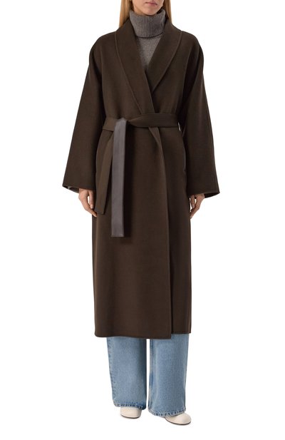 Пальто из шерсти и кашемира 12 STOREEZ темно-коричневого цвета по цене 69000 руб., арт. 133914, фото 3 Пальто из шерсти и кашемира 12 STOREEZ, арт. 133914, фото 3