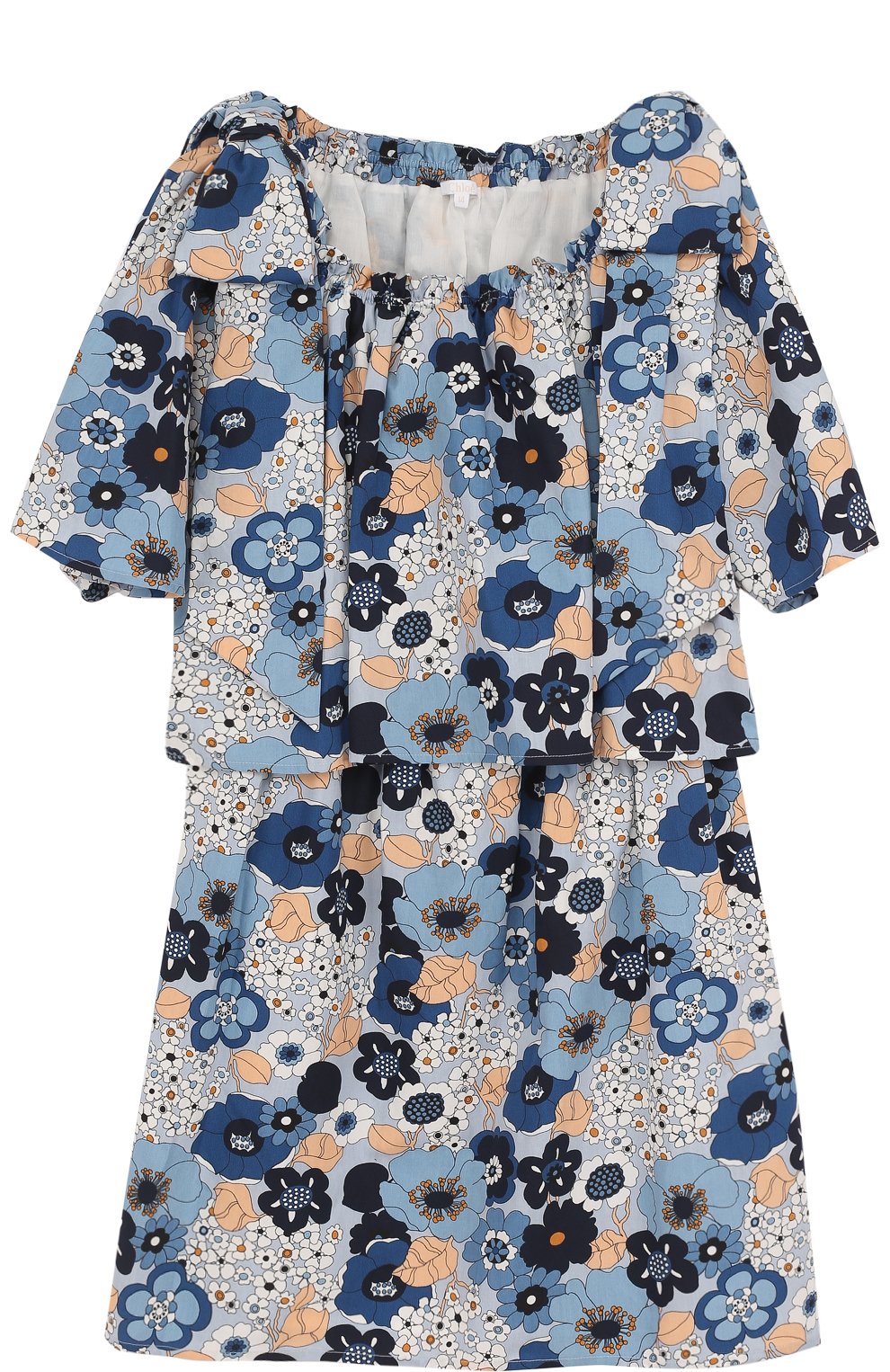 Хлопковое мини-платье свободного кроя с принтом и бантами CHLOÉ разноцветного цвета по цене 25950 руб., арт. C12675/14A, фото 1 Хлопковое мини-платье свободного кроя с принтом и бантами CHLOÉ, арт. C12675/14A, фото 1