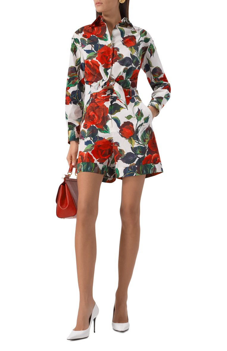 Женские хлопковые шорты DOLCE & GABBANA красного цвета, арт. FTC9RT/GDCZR | Фото 2 (Длина Ж (юбки, платья, шорты): Мини; Материал внешний: Хлопок; Кросс-КТ: костюм; Стили: Романтичный; Размерность: Идёт в размер; Автоматизация ТО: Проставлено; Автоматизация состава: Проставлено; Re-sync: On)